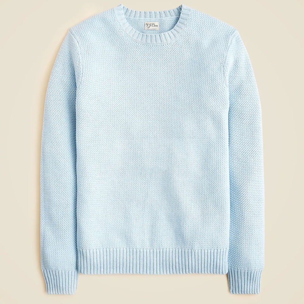 NWT J.Crew Textured Cotton Crewneck Sweater - Light Blue - Large